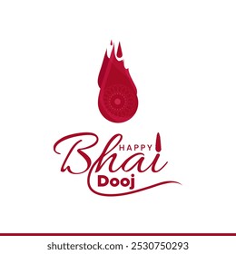 Bhai dooj para el festival indio de la celebración del vínculo entre hermanos y hermanas con el texto hindi ( Bhai dooj ). Diseño de Plantilla con buena ilustración en un Vector de fondo creativo, Anuncio