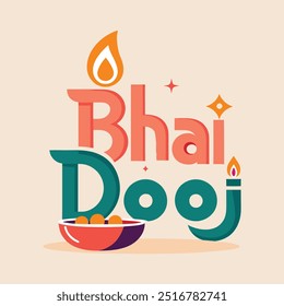 Bhai Dooj Typography Vector  Illustration Art
