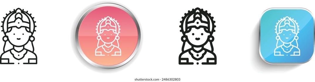 bhairava icon. Thin Linear, Regular and Button Style Design Isolated On White Background