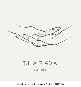 Bhairava mudra - gesture in yoga fingers. Symbol in Buddhism or Hinduism concept. Yoga technique for meditation. Promote physical and mental health. Vector illustration