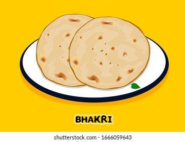 Bhakri Roti indian Chapati or Bread Vector