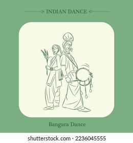 vector de dibujo de línea de baile bhangra