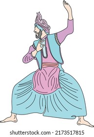 Bhangra Gidha Logo, Bhangra Dance vector, Indian Punjabi dance illustration, Bhangra symbol