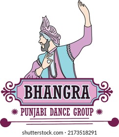Bhangra Gidha Logo, Bhangra Dance vector, Punjabi culture and tradition vector, Indian Punjabi dance illustration, Bhangra symbol