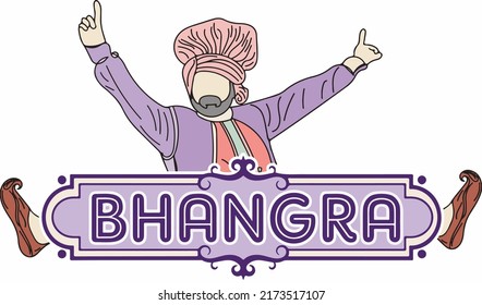 Bhangra Logo, Bhangra Dance vector, Indian Punjabi dance illustration, Bhangra symbol