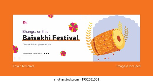 Bhangra on this Baisakhi festival cover design. Vector graphic illustration.