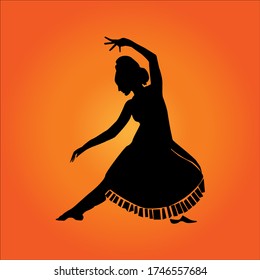 bharanattiyam dancing girl posture sunset background