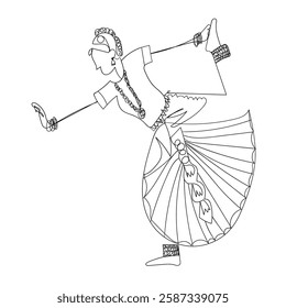 Bharatanatyam dance continuous line drawing doodle icon