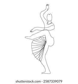 Bharatanatyam dance continuous line drawing doodle icon