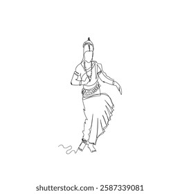 Bharatanatyam dance continuous line drawing doodle icon