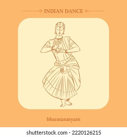 bharatanatyam dance vector line drawing