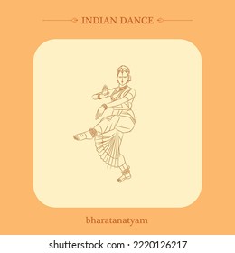 dibujo de la línea vectorial de la danza bharatanatyam