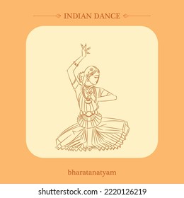 Bharatanatyam Dance Vector Line Drawing