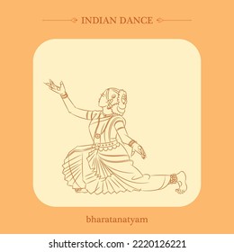 Bharatanatyam Dance Vector Line Drawing