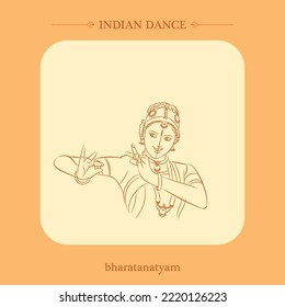 dibujo de la línea vectorial de la danza bharatanatyam