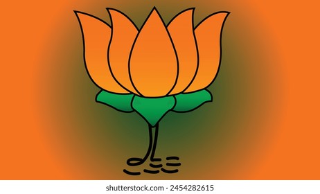Bharatiya Janata party,BJP logo of Lotus flower in saffron and green colour vector. svg