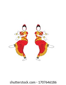 Bharatnatyam graphic design vector dance art.
