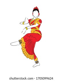 Bharatnatyam graphic illustration design simple art.