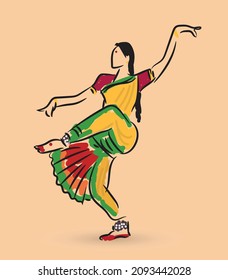 Bharatnatyam graphic illustration design simple art.