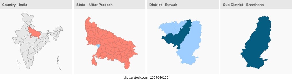 Bharthana map, Etawah District, Uttar Pradesh State, Republic of India, Government of  Uttar Pradesh, Indian territory, Eastern India, politics, village, tourism