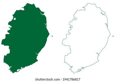 Bhavnagar district (Gujarat State, Republic of India) map vector illustration, scribble sketch Gohilwar map