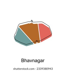 Bhavnagar-Kartendesign, Vektorgrafik-Vorlage mit Skizzenstil einzeln auf weißem Hintergrund