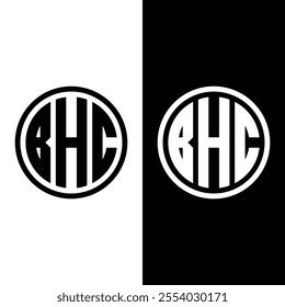 BHC letter logo design. BHC letter in circle shape. BHC Creative three letter logo.