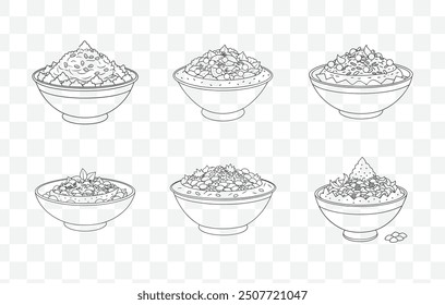 Bhel Puri Art Vector Set Indian Street Food Style Vector Illustrations