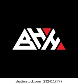 BHH triangle letter logo design with triangle shape. BHH triangle logo design monogram. BHH triangle vector logo template with red color. BHH triangular logo Simple, Elegant, and Luxurious design