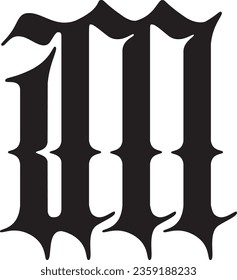 Bhilligod Blackletter font Uppercase M letter