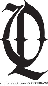 Bhilligod Blackletter font Uppercase Q letter