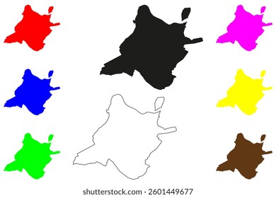 Bhilwara city (Republic of India, State of Rajasthan) map vector illustration, scribble sketch Textile city map