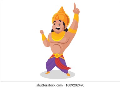 Bhima is happy and pointing finger. Vector graphic illustration. Individually on a white background.