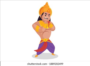 Bhima is keeping blood in both hands. Vector graphic illustration. Individually on a white background.