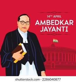 Bhimrao ambedkar. Dr. B. R. Ambedkar Jayanti celebration vector Illustration.