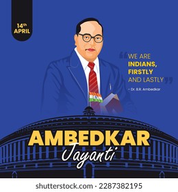 Bhimrao ambedkar. Dr. B. R. Ambedkar Jayanti celebration vector Illustration. 14 April.