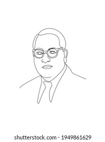 Retrato de Bhimrao Ambedkar en un plano continuo de una línea. Diseño para Bhimrao Ambedkar Jayanti.