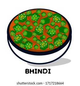 bhindi sabji indian Maharashtra Food Vector