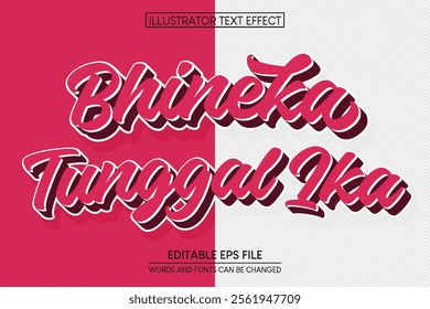 bhineka tunggal ika editable text effect, editable text 3d style