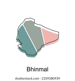 Diseño de ilustración de mapa bhinmal, plantilla vectorial con estilo de esbozo gráfico aislado en fondo blanco
