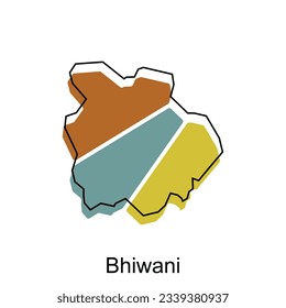 Bhiwani map illustration design, vector template with outline graphic sketch style isolated on white background
