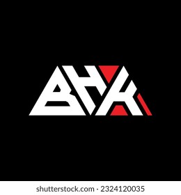 BHK triangle letter logo design with triangle shape. BHK triangle logo design monogram. BHK triangle vector logo template with red color. BHK triangular logo Simple, Elegant, and Luxurious design