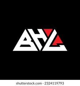 BHL triangle letter logo design with triangle shape. BHL triangle logo design monogram. BHL triangle vector logo template with red color. BHL triangular logo Simple, Elegant, and Luxurious design