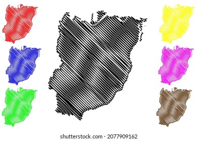 Bhojpur District (Bihar State, Patna Division, Republic Of India) Map Vector Illustration, Scribble Sketch Bhojpur Map