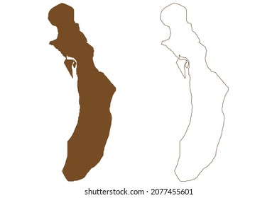 Bhola Island (People's Republic Of Bangladesh, Bay Of Bengal) Map Vector Illustration, Scribble Sketch Dakhin Shahbazpur Map