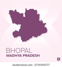 Mapa da Divisão Administrativa BHOPAL, Madhya Pradesh, Índia - Editable Vetor Outline.