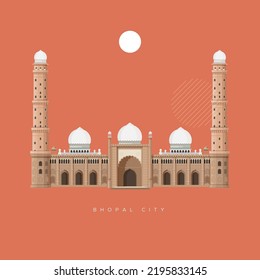 Bhopal City - Jama Masjid, Mosque - Icon Illustration as EPS 10 File 