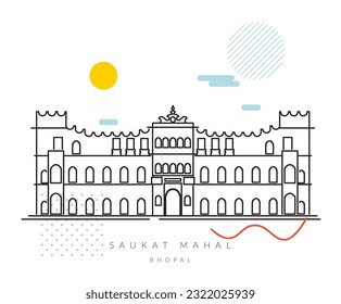 Bhopal City - Shaukat Mahal - Icon Illustration as EPS 10 File 