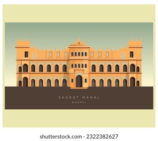 Bhopal City - Shaukat Mahal - Icon Illustration as EPS 10 File 