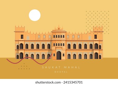 Bhopal City - Shaukat Mahal - Icon Illustration as EPS 10 File 